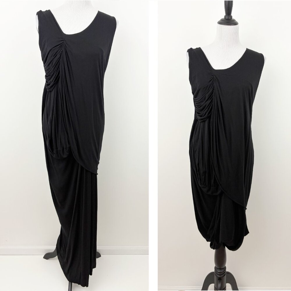 Elm Design Black Convertible Dress Size 4 Sleeveless Modal Cotton Lagenlook